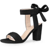 Back Ankle Tie Open Toe Chunky Heel Sandals