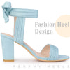 Back Ankle Tie Open Toe Chunky Heel Sandals