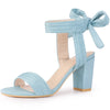 Back Ankle Tie Open Toe Chunky Heel Sandals