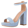 Platform Ankle Strap Open Toe Chunky Heel Sandals for Women