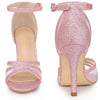 Glitter Strappy Ankle Strap Stiletto Heels Sandals