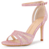 Glitter Strappy Ankle Strap Stiletto Heels Sandals