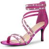 Ankle Strap Rhinestone Stiletto Heels Sandals for Women
