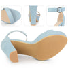 Platform High Heel Ankle Strap Chunky Heels Sandals for Women
