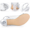 Peep Toe Flower Rhinestone Slingback Clear Chunky Heels Sandals for Women