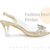 Peep Toe Flower Rhinestone Slingback Clear Chunky Heels Sandals for Women