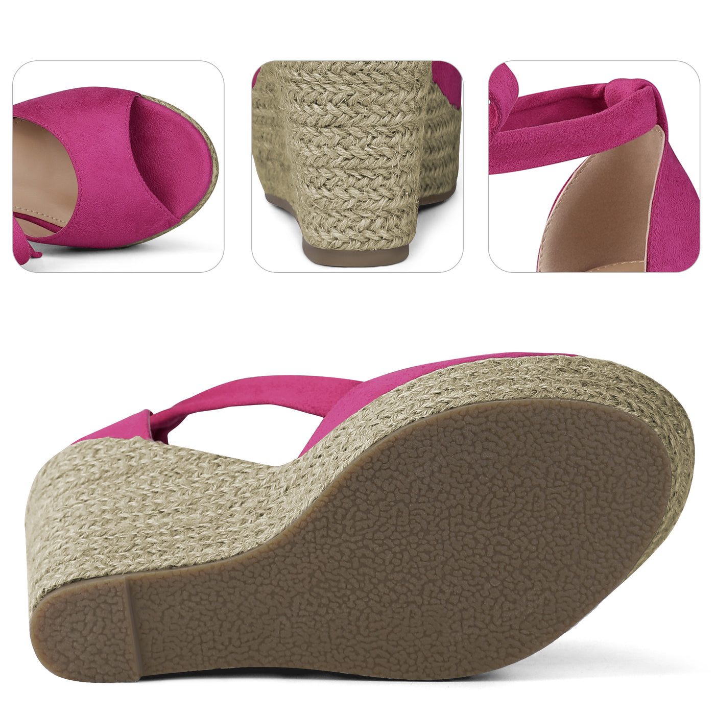 Bublédon Platform Espadrilles Ankle Tie Wedge Sandals for Women