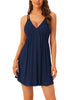 Womens Sleeveless Sleepwear Chemises Lingerie V Neck Full Slip Soft Pajama Dress