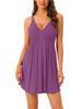 Womens Sleeveless Sleepwear Chemises Lingerie V Neck Full Slip Soft Pajama Dress