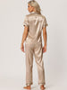 Womens Sleepwear Buton Down with Pants Nightwear Lounge 2pcs Pajama Set