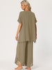 Womens Casual Short Sleeve Loose Outfit Set Shirt Long Pants Loungewear 2 Piece Sets