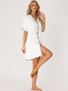 Women Nightshirt Satin Short Sleeve Sleepshirt Button Down Pajama Nightgown