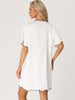 Women Nightshirt Satin Short Sleeve Sleepshirt Button Down Pajama Nightgown