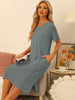 Womens Casual Short Sleeve T-shirt Dress Nightshirt Nightgown Basic Sleepwear Midi Shirtdress
