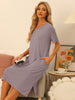 Womens Casual Short Sleeve T-shirt Dress Nightshirt Nightgown Basic Sleepwear Midi Shirtdress