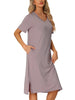 Womens Casual Short Sleeve T-shirt Dress Nightshirt Nightgown Basic Sleepwear Midi Shirtdress