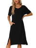 Womens Casual Short Sleeve T-shirt Dress Nightshirt Nightgown Basic Sleepwear Midi Shirtdress