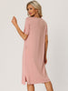 Womens Casual Short Sleeve T-shirt Dress Nightshirt Nightgown Basic Sleepwear Midi Shirtdress