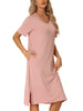 Womens Casual Short Sleeve T-shirt Dress Nightshirt Nightgown Basic Sleepwear Midi Shirtdress