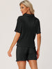 Women Short Sleeve Button Down Shirt and Shorts Casual Outfits Loungewear