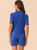 Women Short Sleeve Button Down Shirt and Shorts Casual Outfits Loungewear