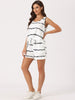 Women Striped Round Neck Sleeveless Shirt Shorts Pajama Set 2 Piece Sleepwear