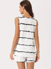 Women Striped Round Neck Sleeveless Shirt Shorts Pajama Set 2 Piece Sleepwear