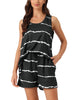 Women Striped Round Neck Sleeveless Shirt Shorts Pajama Set 2 Piece Sleepwear