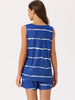 Women Striped Round Neck Sleeveless Shirt Shorts Pajama Set 2 Piece Sleepwear