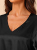 Womens Satin Nightdress Flare Bell Short Sleeve Sleep Dress Nightshirt Nightgown