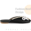 Floral Printed Peep Toe Slip on Pearl Flat Slides Mules for Women