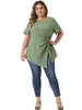 Plus Size Tops for Women Asymmetrical Hem Round Neck Short Sleeve Twist Knot T Shirt Top