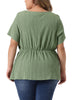 Plus Size Tops for Women Asymmetrical Hem Round Neck Short Sleeve Twist Knot T Shirt Top