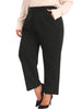 Plus Size High Elastic Waisted Business Work Trousers Long Straight Suit Pants with Pocket