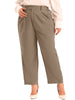 Plus Size High Elastic Waisted Business Work Trousers Long Straight Suit Pants with Pocket