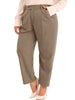 Plus Size High Elastic Waisted Business Work Trousers Long Straight Suit Pants with Pocket