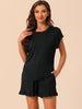 Womens Pajamas Ruffle Summer Outfits Short Sleeves Tops with Shorts Soft Lounge Sets