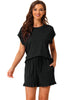 Womens Pajamas Ruffle Summer Outfits Short Sleeves Tops with Shorts Soft Lounge Sets