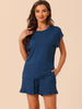 Womens Pajamas Ruffle Summer Outfits Short Sleeves Tops with Shorts Soft Lounge Sets