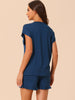 Womens Pajamas Ruffle Summer Outfits Short Sleeves Tops with Shorts Soft Lounge Sets