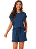 Womens Pajamas Ruffle Summer Outfits Short Sleeves Tops with Shorts Soft Lounge Sets