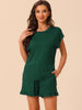 Womens Pajamas Ruffle Summer Outfits Short Sleeves Tops with Shorts Soft Lounge Sets