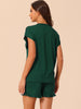 Womens Pajamas Ruffle Summer Outfits Short Sleeves Tops with Shorts Soft Lounge Sets