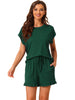 Womens Pajamas Ruffle Summer Outfits Short Sleeves Tops with Shorts Soft Lounge Sets