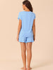 Womens Pajamas Ruffle Summer Outfits Short Sleeves Tops with Shorts Soft Lounge Sets