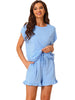 Womens Pajamas Ruffle Summer Outfits Short Sleeves Tops with Shorts Soft Lounge Sets
