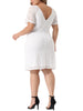 Plus Size Elegant V Neck Short Sleeves Cocktail Wedding Guest Bodycon Lace Pencil Dress