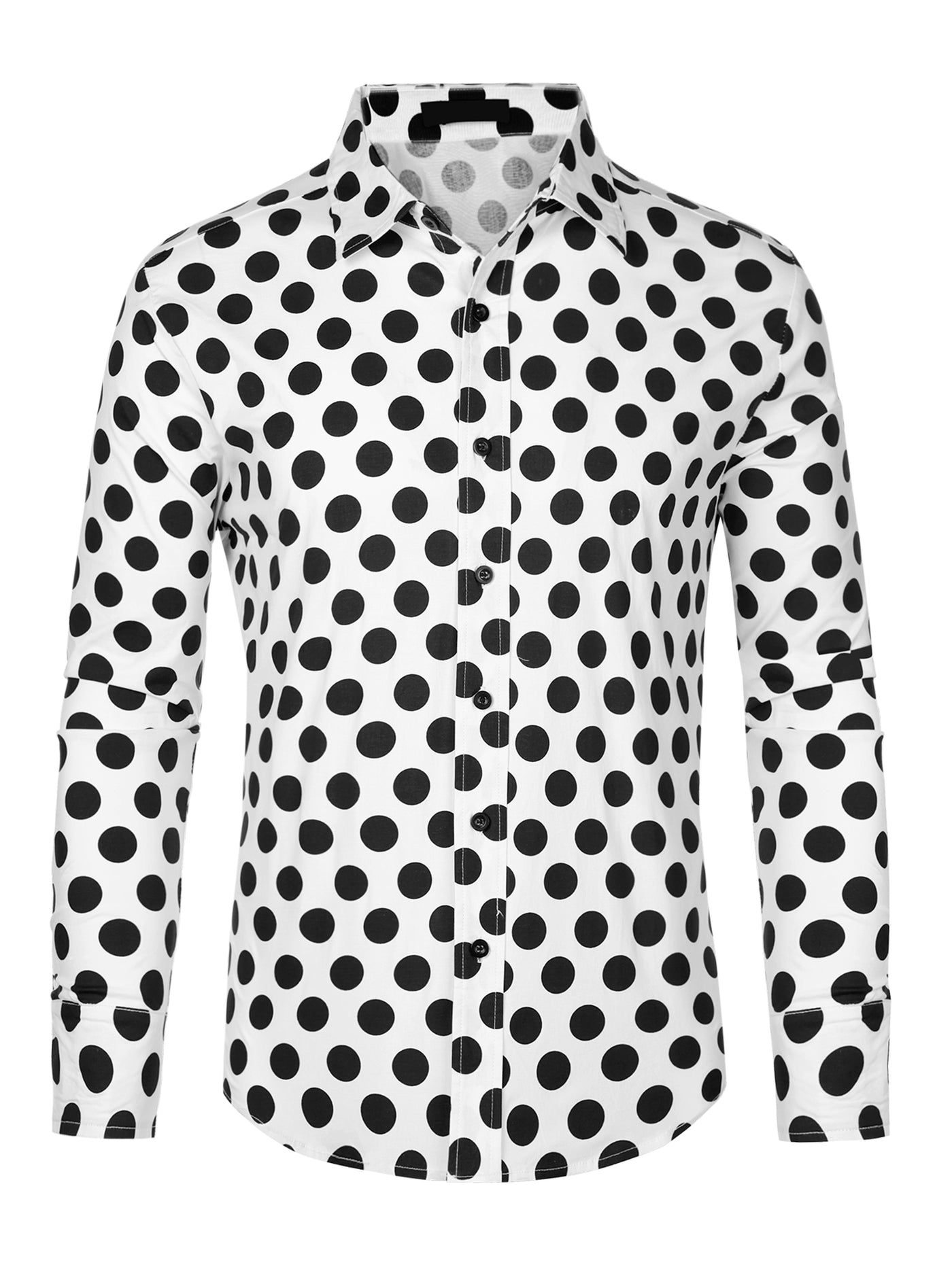 Bublédon Polka Dots Formal Shirts for Men's Point Collar Long Sleeves Dress Shirt