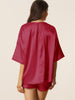 Womens Satin Sleepwear 2 Piece Lounge Shorts and Short Sleeves T-Shirt with Pockets Soft Pajama Sets
