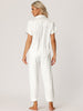 Womens Satin Striped Button Down Sleepwear Short Sleeve Long Pants Pajama Set